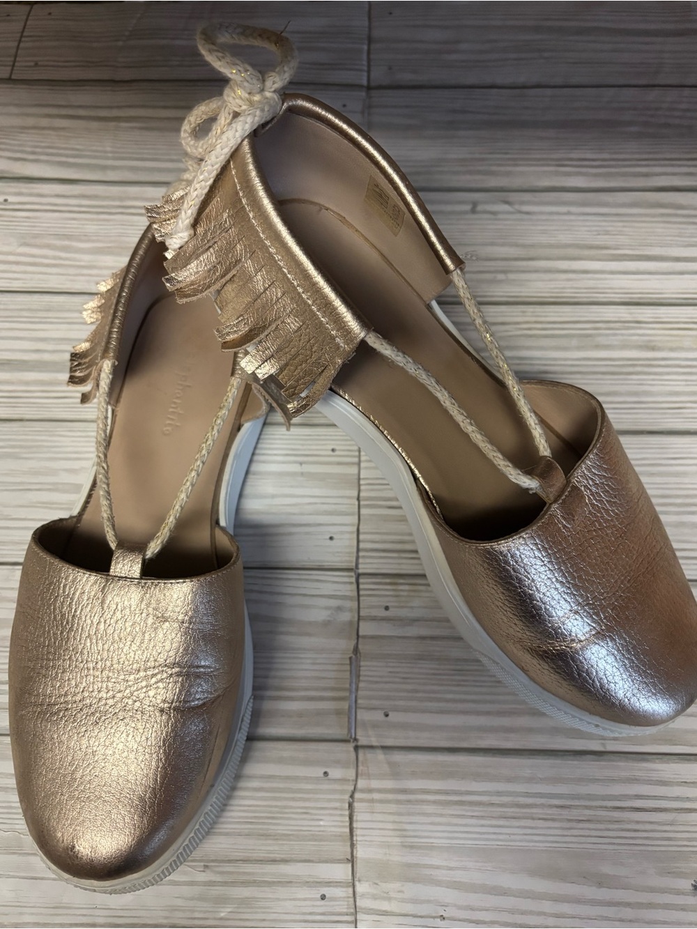 Elephantito Gold Leather Ballet Flats Slip On Women US 6 7 EU 37